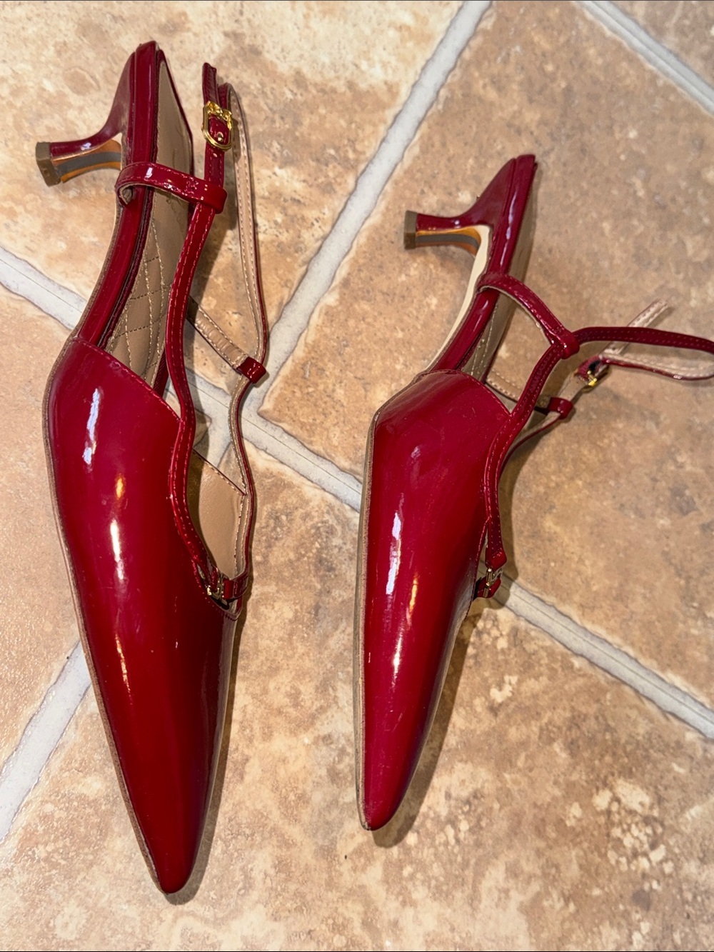 Sale 💃🏼 Sam Edelman Toni Slingback Kitten Heels Shoes Women’s Size 9.5 Red Color - Picture 5 of 17